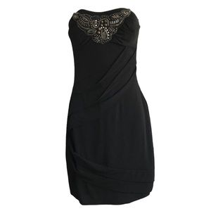 Ruby Rox Women's Strapless Stones Embellished Short Casual Mini Dress